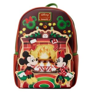 loungefly disney mickey and minnie house hot cocoa fireplace double strap shoulder bag
