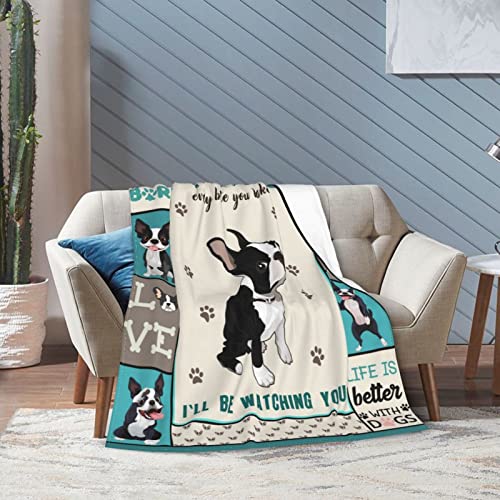 French Bulldog Throw Blanket Ultra Soft Cozy Plush Cute Funny Frenchie Dog Flannel Fleece Blankets Lightweight Fuzzy Warm Party Blanket Gifts for Bed Couch Sofa Women Adults 50"x40"