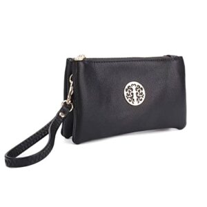vegan leather wristlet clutch bag for women,fashion evening small purses crossbody bags shoulder handbag gift (black)