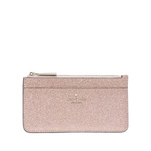 kate spade wallet for women tinsel boxed large slim card holder in glitter, rose gold, large wallet card holder