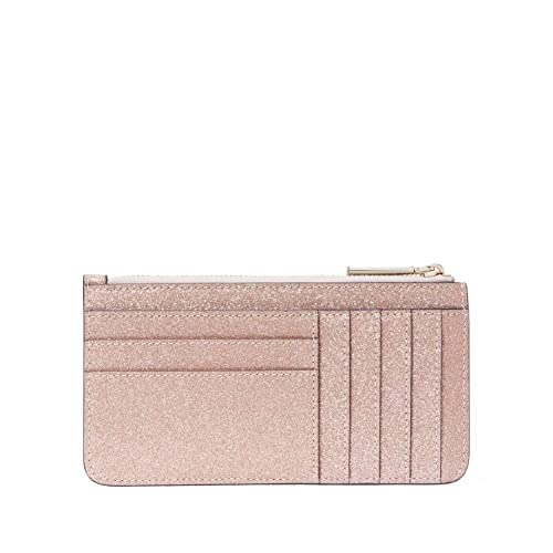 Kate Spade Wallet for Women Tinsel Boxed Large Slim Card Holder in Glitter, Rose gold, Large Wallet card holder