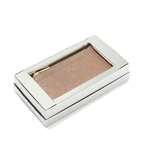 Kate Spade Wallet for Women Tinsel Boxed Large Slim Card Holder in Glitter, Rose gold, Large Wallet card holder