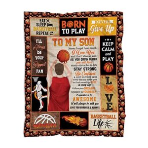 muchnee sports basketball blanket for boy kid men, son blanket gifts from mom & dad, to my son throw blanket for couch bed travel, college graduation gift for son, birthday gift for basketball fans