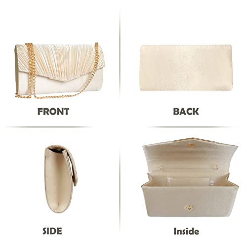 Vtitaxy Large Clutch Evening Bag Purses for Women Wedding, Satin Sparkling Envelope Handbags Formal Bridal Prom Foldover Bag