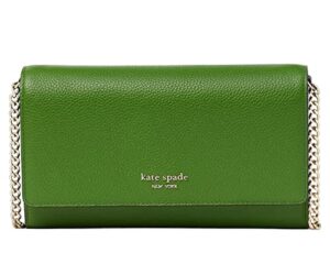 kate spade roulette pebble leather wallet on a chain crossbody, bitter greens