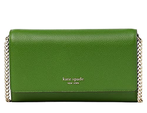 Kate Spade Roulette Pebble Leather Wallet On A Chain Crossbody, Bitter Greens