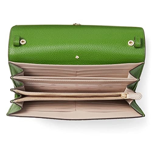 Kate Spade Roulette Pebble Leather Wallet On A Chain Crossbody, Bitter Greens