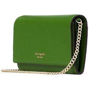 Kate Spade Roulette Pebble Leather Wallet On A Chain Crossbody, Bitter Greens