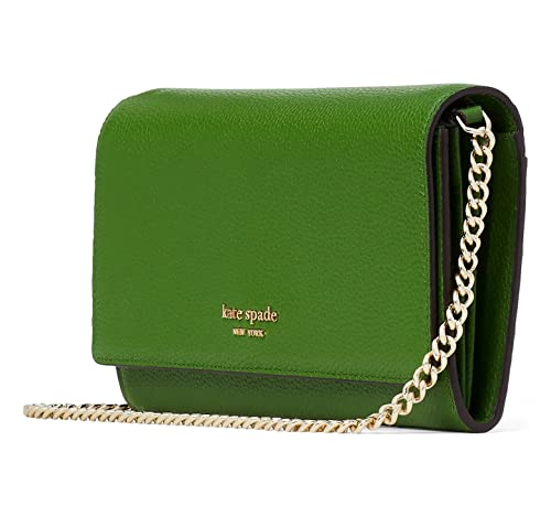 Kate Spade Roulette Pebble Leather Wallet On A Chain Crossbody, Bitter Greens