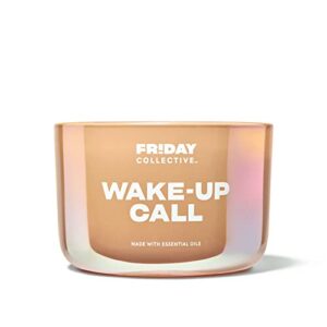 friday collective wake-up call candle, sweet & spicy scented, made with essential oils, 3 wicks, 13.5 oz