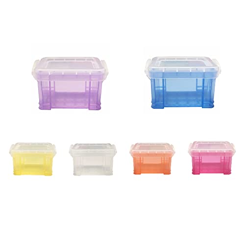 AOTISBAO 6 Pcs Mini Storage Boxes Plastic Storage Stackable Boxes with Lid Plastic Organiser Boxes for Organizing Snacks Toys