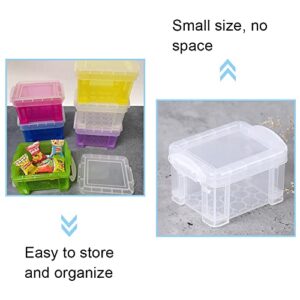 AOTISBAO 6 Pcs Mini Storage Boxes Plastic Storage Stackable Boxes with Lid Plastic Organiser Boxes for Organizing Snacks Toys