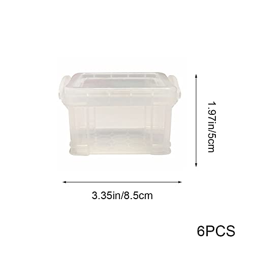 AOTISBAO 6 Pcs Mini Storage Boxes Plastic Storage Stackable Boxes with Lid Plastic Organiser Boxes for Organizing Snacks Toys