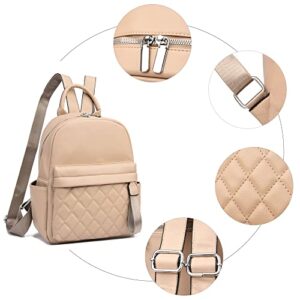 Chrisbert Women Small Backpack Purse Cute Leather Mini Backpack for Teen Girls School Bookbags Satchel for Ladies Shoulder Bag(Small,Beige)