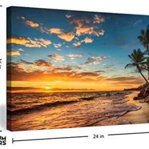 Premium Posters Beach Sunset Canvas Wall Art - Large 16” x 24”