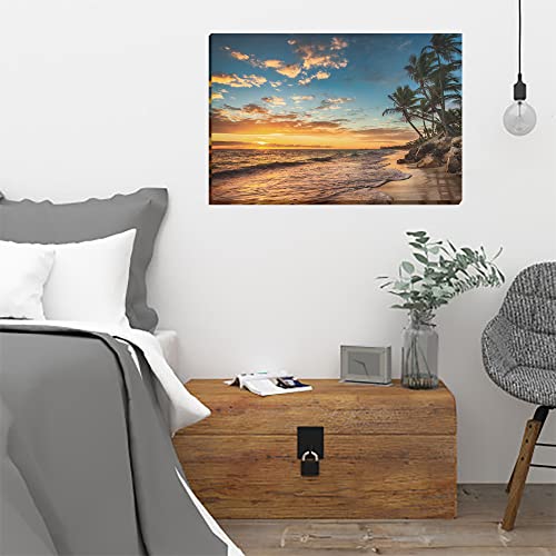 Premium Posters Beach Sunset Canvas Wall Art - Large 16” x 24”