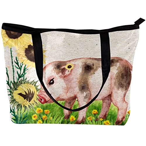 NigelMu Tote Bag,Shoulder Bag Large Purses and Handbags for Women,Sunflower and pig,Shopping Bags