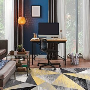 Rugshop Contemporary Distressed Prisma Stain Resistant High Traffic Living Room Kitchen Bedroom Dining Home Office Area Rug 8'x10' Yellow