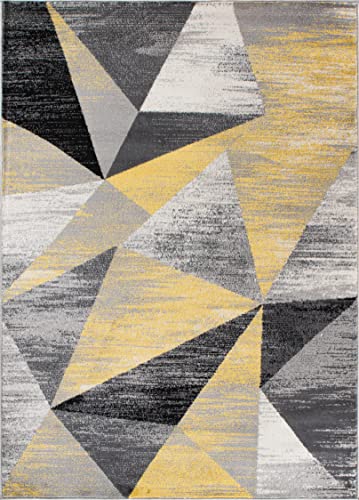 Rugshop Contemporary Distressed Prisma Stain Resistant High Traffic Living Room Kitchen Bedroom Dining Home Office Area Rug 8'x10' Yellow