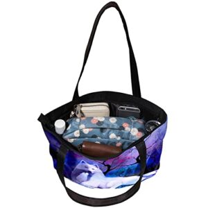 Tote Bag,Shoulder Bag Large Purses and Handbags for Women,Galaxy Wolves,Shopping Bags