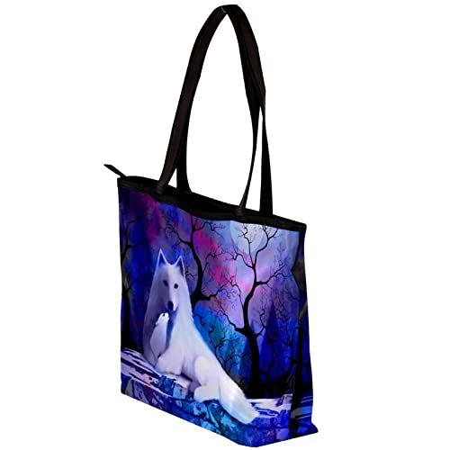 Tote Bag,Shoulder Bag Large Purses and Handbags for Women,Galaxy Wolves,Shopping Bags