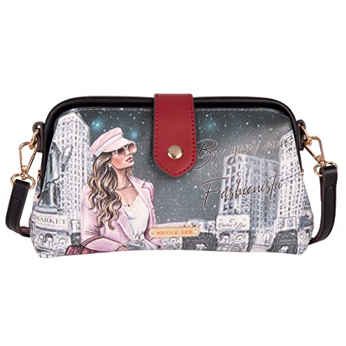 Nicole Lee Amaya Mini Crossbody, Multi Zip Compartments, Adjustable Detachable Crossbody Strap, Small (Sara is Soft but Strong)