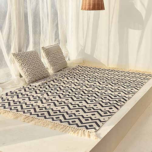 lightlux Moroccan Woven Carpet - Boho Area Rug 5' x 7' for Indoor and Outdoor Use in Large Bedroom and Living Room - Machine Washable and Tribal Farmhouse Collection