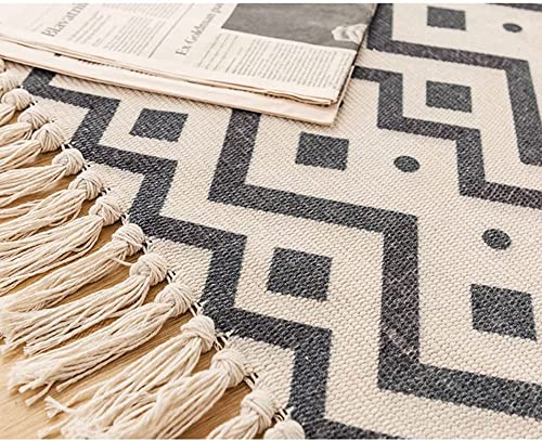 lightlux Moroccan Woven Carpet - Boho Area Rug 5' x 7' for Indoor and Outdoor Use in Large Bedroom and Living Room - Machine Washable and Tribal Farmhouse Collection