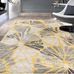 Rugshop Contemporary Circles Stain Resistant High Traffic Living Room Kitchen Bedroom Dining Home Office Area Rug 8'x10' Yellow