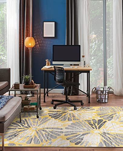 Rugshop Contemporary Circles Stain Resistant High Traffic Living Room Kitchen Bedroom Dining Home Office Area Rug 8'x10' Yellow