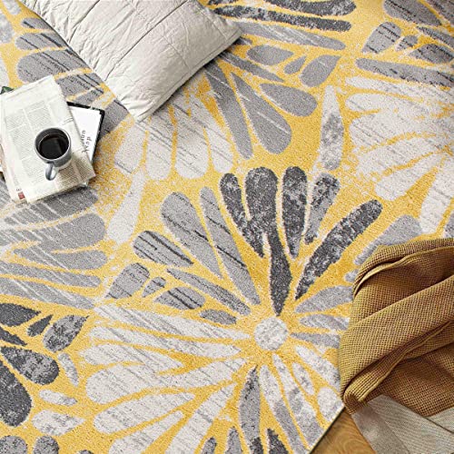 Rugshop Contemporary Circles Stain Resistant High Traffic Living Room Kitchen Bedroom Dining Home Office Area Rug 8'x10' Yellow