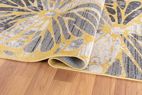 Rugshop Contemporary Circles Stain Resistant High Traffic Living Room Kitchen Bedroom Dining Home Office Area Rug 8'x10' Yellow