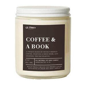ce craft coffee & a book scented candle – gift for her, library book candle, book lover gift, reading candle, bookstore book lover reader bookish scents for bibliophiles