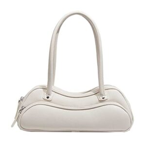 qiayime small shoulder bag for women underarm bag 90s leather handbags retro top handle bag clutch tote vintage y2k purse (white)