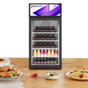 NAFCOOL Sub Zero Commercial Beverage Refrigerator Cooler, 3 Cu Ft Mini Small Undercounter Countertable Refrigerator Drink Display Fridge with Glass Door Home or Sale Used,ETL & NSF Approval, 20" Wide