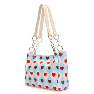 tote bag for women cute heart shopping hobo bag large capacity purse(white)