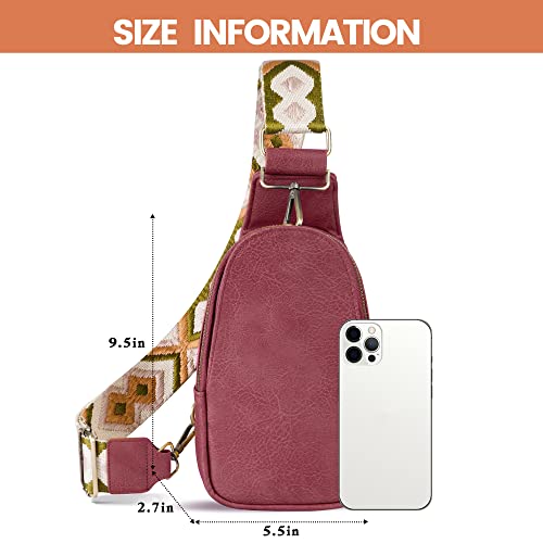 KFXFENQ Sling Bag for Women PU Leather Sling Bag Small Crossbody Sling Backpack Multipurpose Chest Bag for Women Cycling (Cameo Brown)