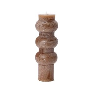Creative Co-Op Unscented Totem Pillar, Cappuccino Candles, 3" L x 3" W x 9" H, Brown
