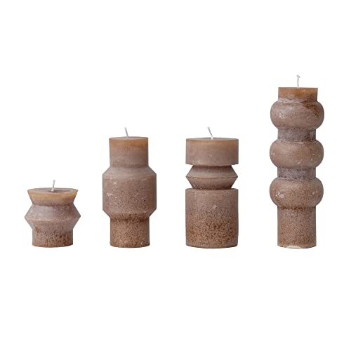 Creative Co-Op Unscented Totem Pillar, Cappuccino Candles, 3" L x 3" W x 9" H, Brown