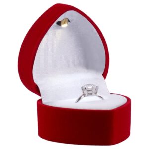 Noble Heart Ring Box with Light - Unique LED Engagement Ring Box for Proposal Ring or Special Occasions (Red)