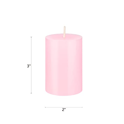 Mega Candles 3 pcs Unscented Pink Round Pillar Candle, Hand Poured Premium Wax Candles 2 Inch x 3 Inch, Home Décor, Wedding Receptions, Baby Showers, Birthdays, Celebrations, Party Favors & More