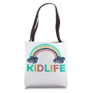 kidlife is the best with rainbow tote bag