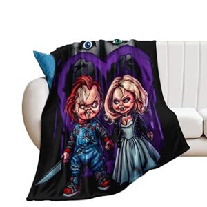 chucky flannel blanket air conditioner blanket horror movie lightweight soft throw blanket for couch bed sofa 50″x60″