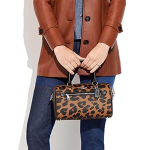 COACH Rowan Satchel In Leather, Leopard/Light Saddle