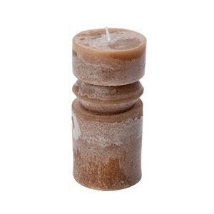 creative co-op unscented totem pillar, cappuccino candles, 3″ l x 3″ w x 6″ h, brown