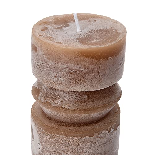 Creative Co-Op Unscented Totem Pillar, Cappuccino Candles, 3" L x 3" W x 6" H, Brown