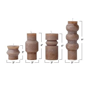 Creative Co-Op Unscented Totem Pillar, Cappuccino Candles, 3" L x 3" W x 6" H, Brown