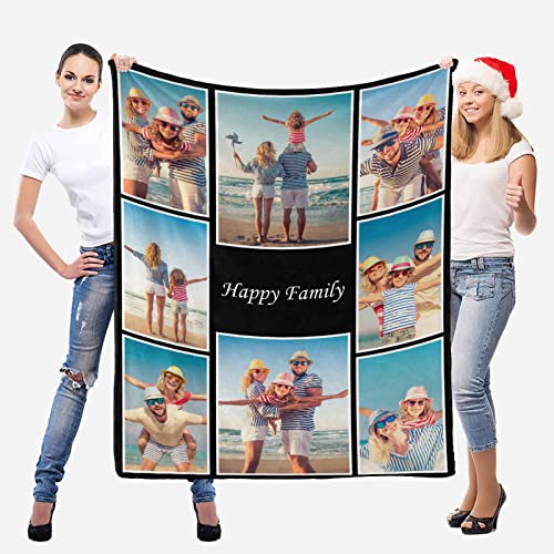 Customized Blankets with Personalized Picture Collage , Soft ,Using My Own Photos Custom Gifts for Christmas, Dad, Mom, Family, Friends, Couples, Dogs 40x30inch