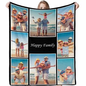 Customized Blankets with Personalized Picture Collage , Soft ,Using My Own Photos Custom Gifts for Christmas, Dad, Mom, Family, Friends, Couples, Dogs 40x30inch