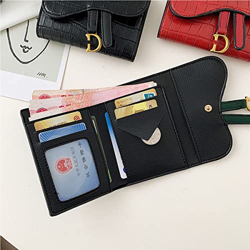 Vnewoka Women Short Wallet Small Fashion Luxury Brand Leather Purse Ladies Card Bag For Women Clutch Female Purse Money Clip Wallet (Wallet, Black)